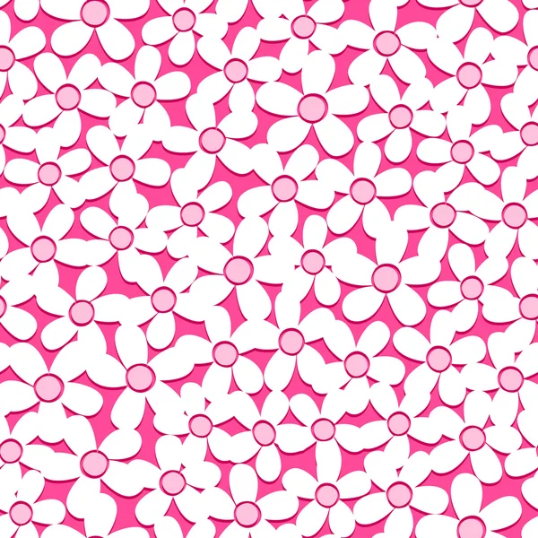 Cute white flowers on pink background seamless pattern — Stock Vector