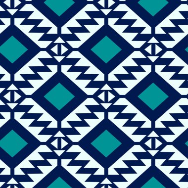 Kabile mavi ve turkuaz geometrik seamless modeli