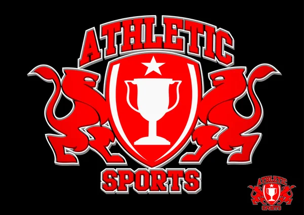 3D Athletic deportes emblema rojo sobre fondo negro — Vector de stock