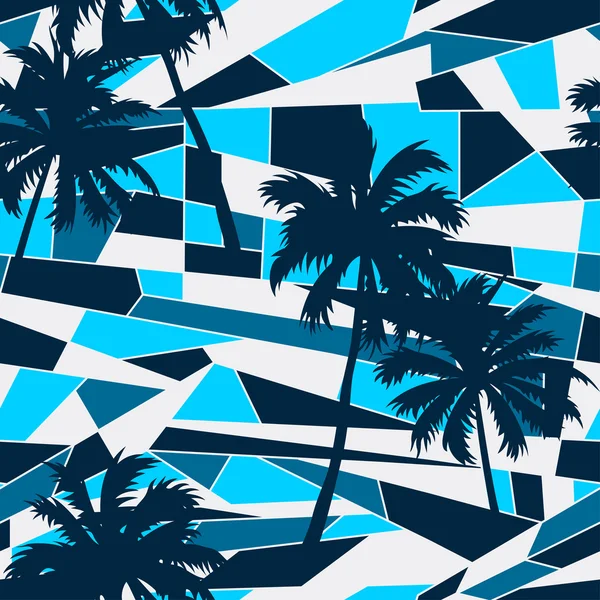 Abstract surf pattern with palm trees seamless pattern — Stock Vector