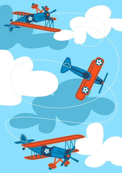 Vintage letadla plující po obloze — Stockový vektor
