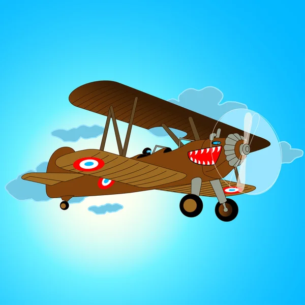 Vintage savaş uçak gökyüzünde uçan — Stok Vektör