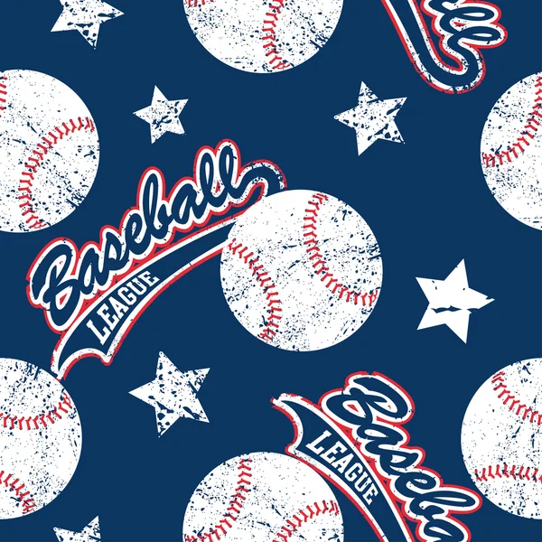 Baseballs and stars seamless pattern — Stock Vector