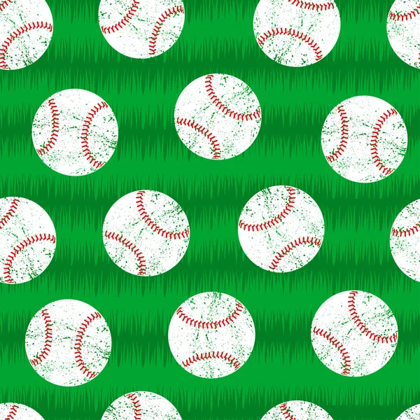 Honkballen op gras naadloze patroon — Stockvector