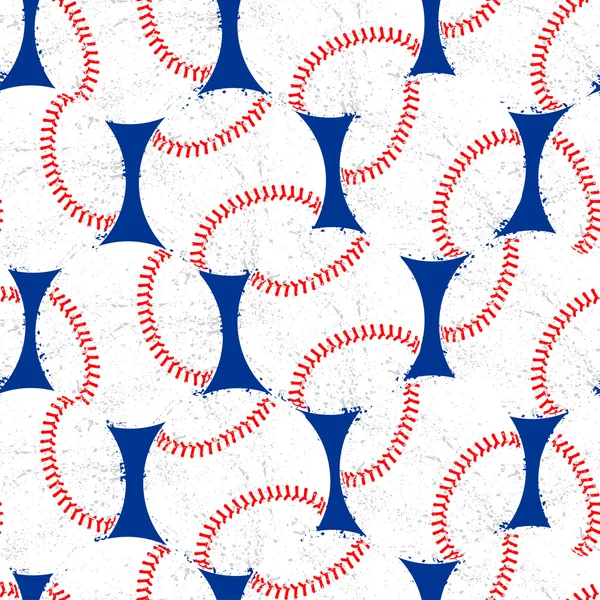 Pelotas de béisbol con textura angustiada patrón sin costuras — Archivo Imágenes Vectoriales