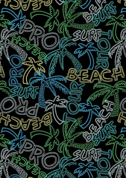 Beach Tour Surf Pro patrón de repetición — Vector de stock