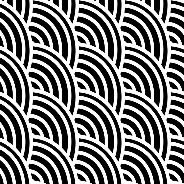 Schwarz-weiße geschwungene Linien in einem nahtlosen Muster — Stockvektor