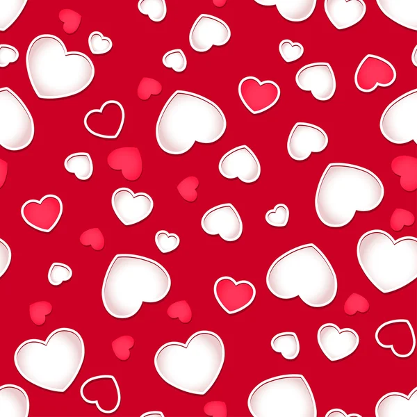Coeurs mignons motif sans couture avec un fond rouge — Image vectorielle