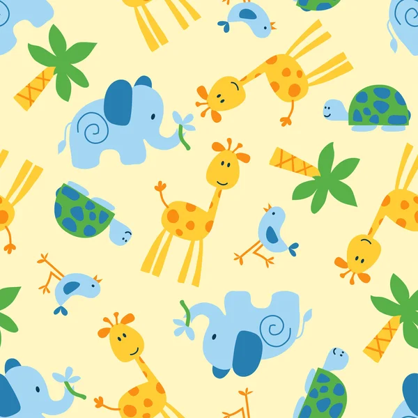 Cute wild animals seamless pattern — Stock Vector