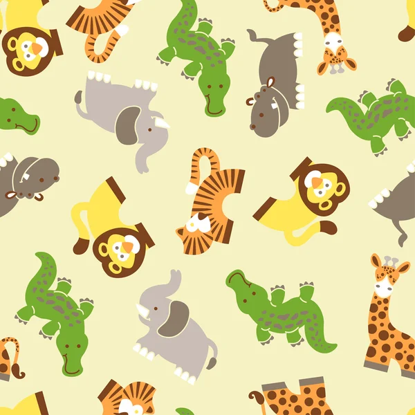 Cute wild animals seamless pattern — Stock Vector