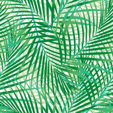 Green palm leaves seamless pattern. clipart