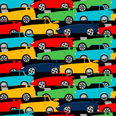 Street racing cars stacked in a seamless pattern