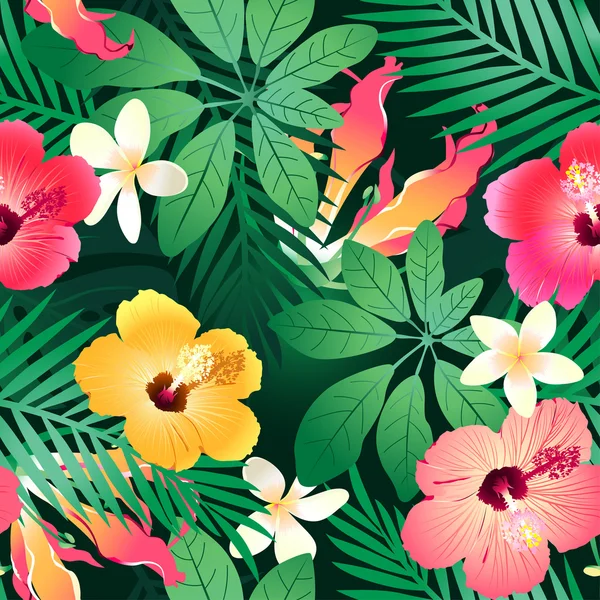 Flores tropicales exuberantes . — Vector de stock