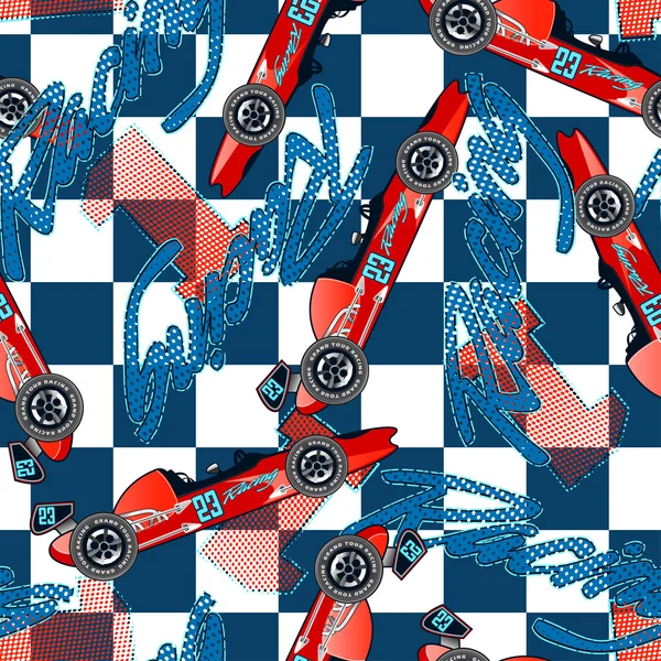 Open wheel racing seamless pattern