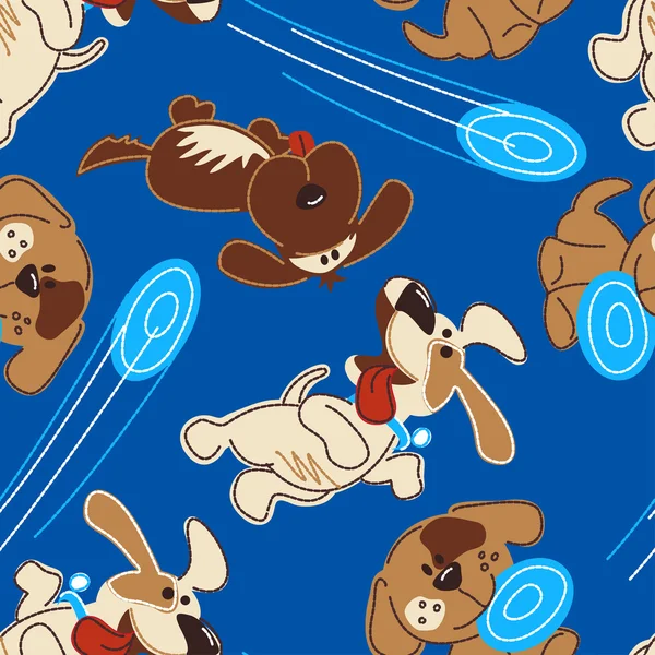 Puppy dogs playing in a seamless pattern