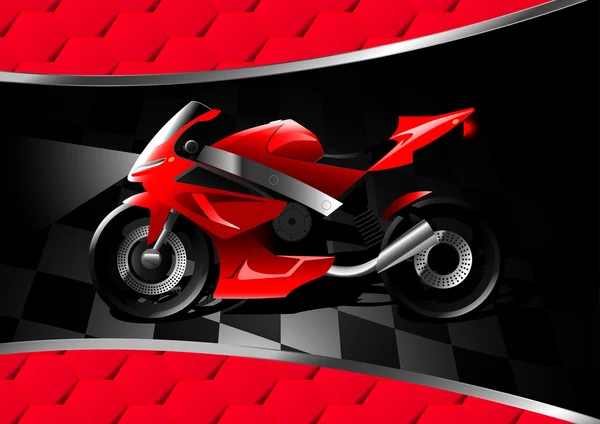 Red motor bike at night on textured background — Stock Vector