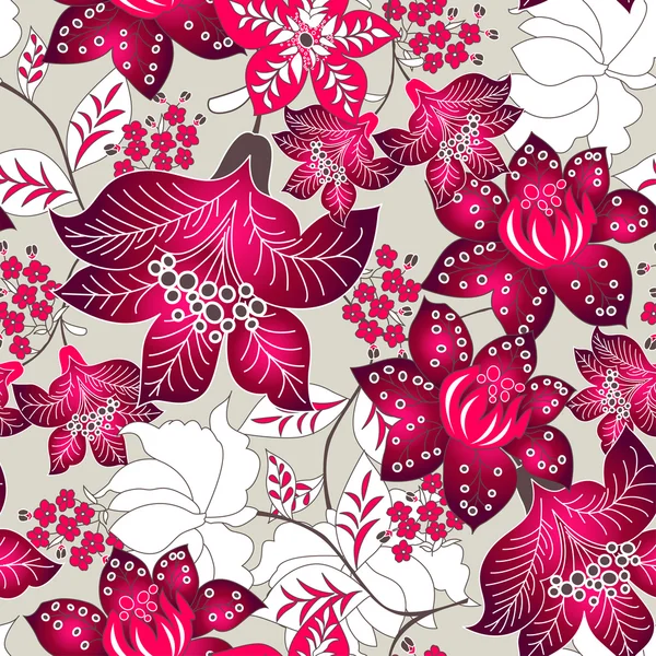 Kırmızı tropikal çiçek desenli. — Stok Vektör