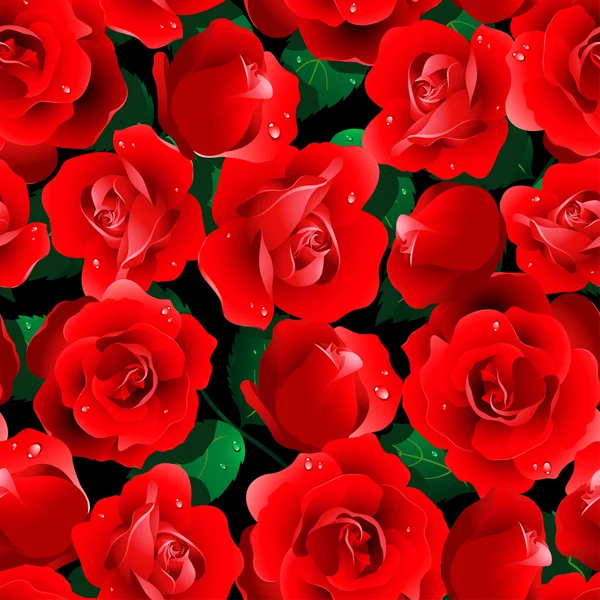 红玫瑰无缝模式 — 图库矢量图片
