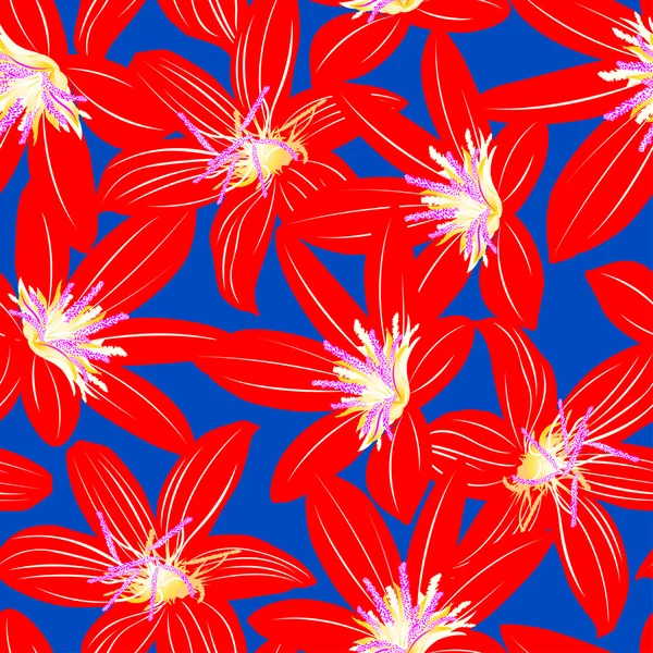 Diseño floral de hibisco tropical rojo patrón sin costuras — Vector de stock