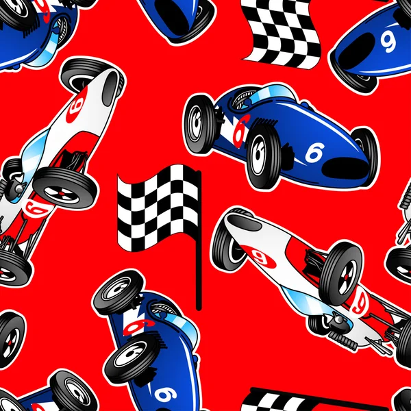 Red, white and blue racing cars seamless pattern