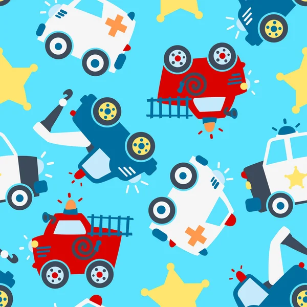 Rescue vehicles seamless pattern. — Stock Vector