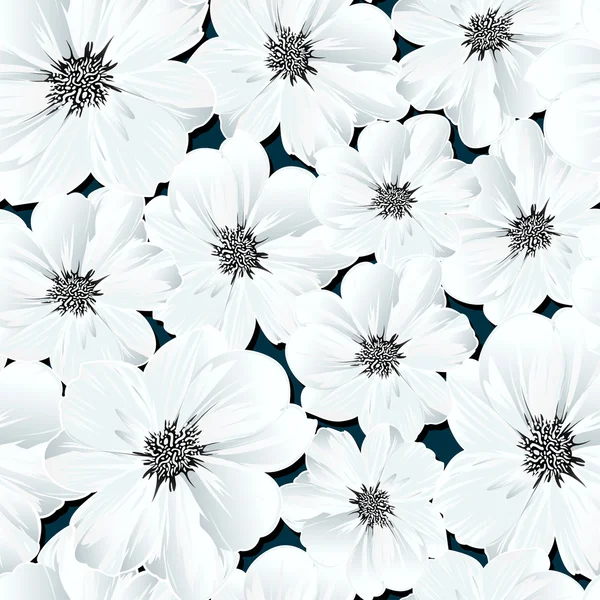Malé bílé květy v bezešvé pattern — Stockový vektor
