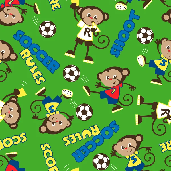 足球规则猴子无缝模式 — 图库矢量图片