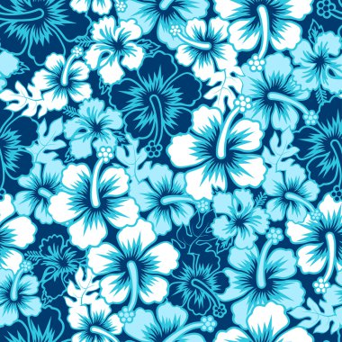 Surf floral hibiscus seamless pattern clipart