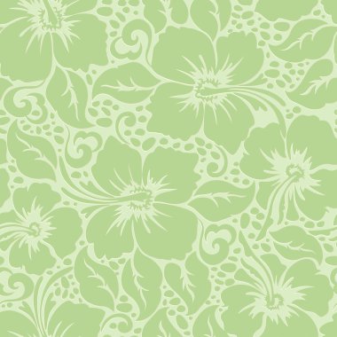 Tropical Hawaiian hibiscus floral seamless pattern clipart
