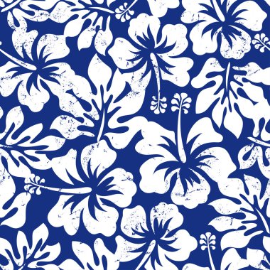 Tropical weathered hibiscus seamless pattern clipart