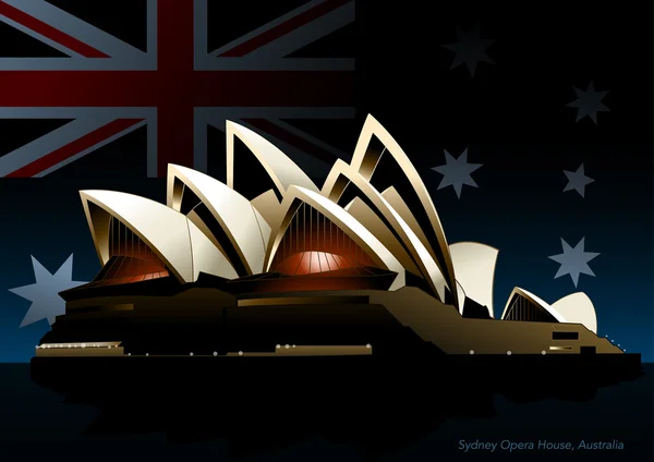 Sydney Opera House 's nachts — Stockvector