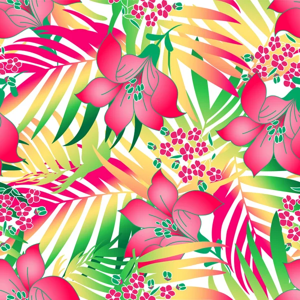 Tropical flowers seamless pattern — Stock Vector