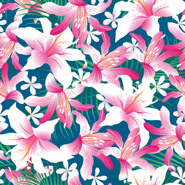 Hibiscus tropical floral 3 motifs sans couture — Image vectorielle