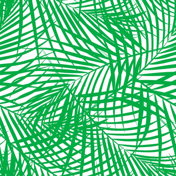 Tropical palmera hojas verde patrón sin costura — Vector de stock