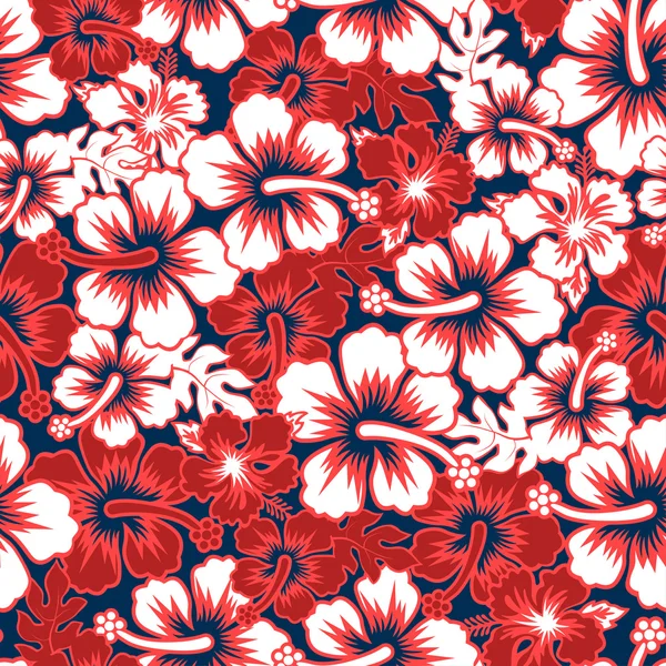 Surf floral hibiscus naadloze patroon — Stockvector