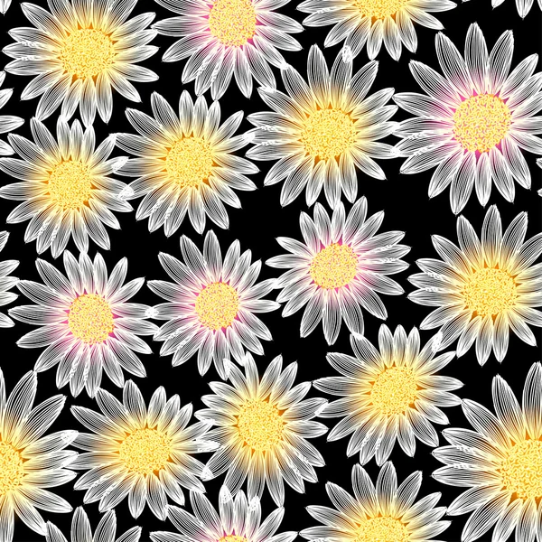 Vita prästkrage blomma i en seamless mönster — Stock vektor
