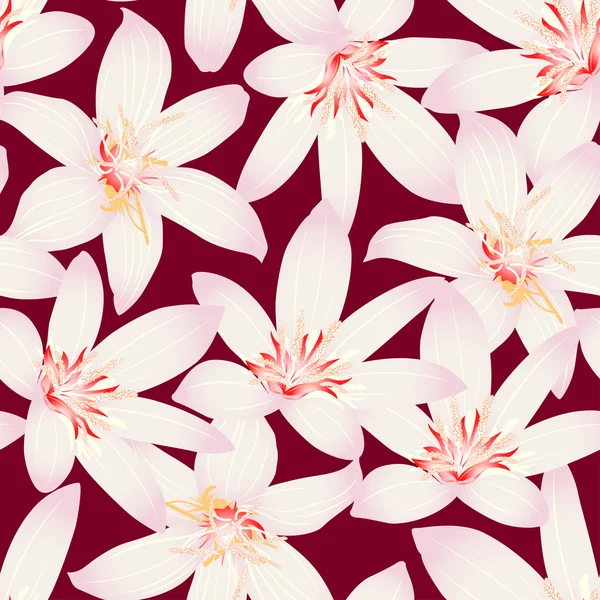 White tropical hibiscus floral design seamless pattern — Stock Vector