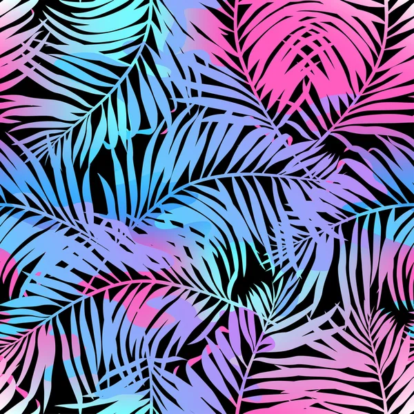 Palmiers tropicaux motif sans couture dans les couleurs — Image vectorielle