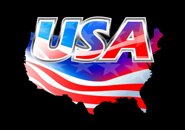 USA Americká vlajka na černém pozadí — Stockový vektor