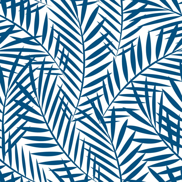 Tropisch blaue Palmenblätter in einem nahtlosen Muster — Stockvektor