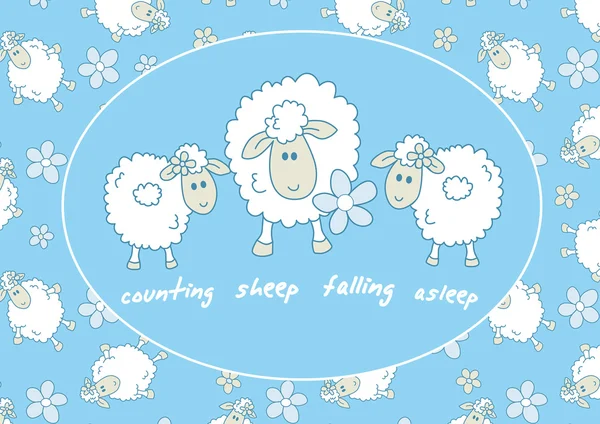 Counting sheep falling asleep — Stock Vector