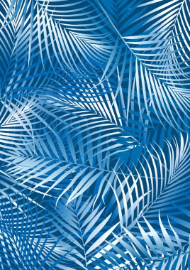 Beyaz ve mavi tropikal mavi palmiye yaprakları