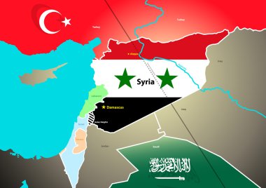 Önerilen petrol boru hattı ile Suriye jeopolitik harita