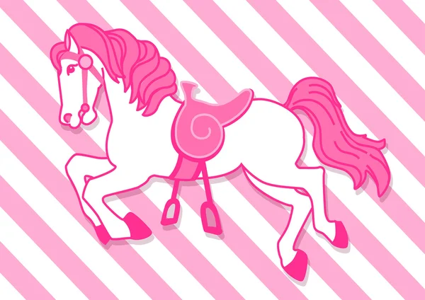Ilustrace růžové koně tryskem s pruhované pozadí — Stockový vektor