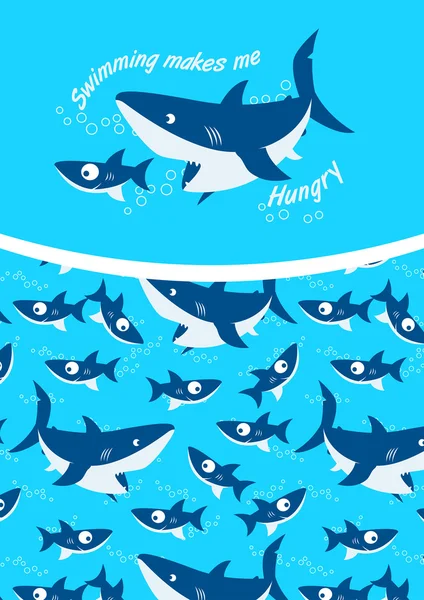 Swimming makes me hungry repeat pattern background — Stock Vector