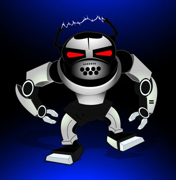 Guerrier d'attaque de robot avec les yeux rouges — Image vectorielle