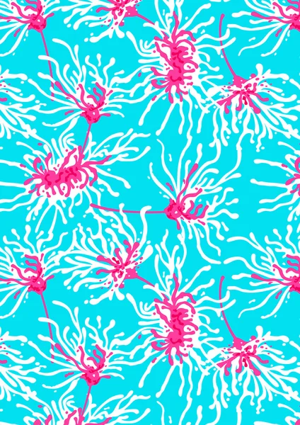 Tropical coral repeat pattern on a aqua background — Stock Vector