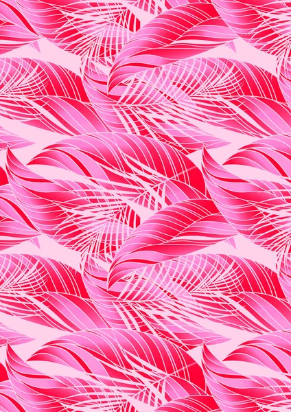 Red and pink tropical leaves in repeat pattern — Stock Vector