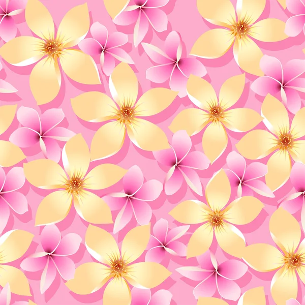 Rosa y naranja flores tropicales patrón sin costura — Archivo Imágenes Vectoriales
