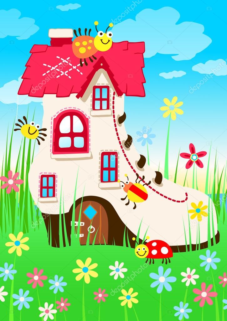 Shoe house with bugs and flowers Stock Vector Image by ©adamfaheydesigns #94611226 Shoe house with bugs and flowers Stock Vector Image by ©adamfaheydesigns #94611226